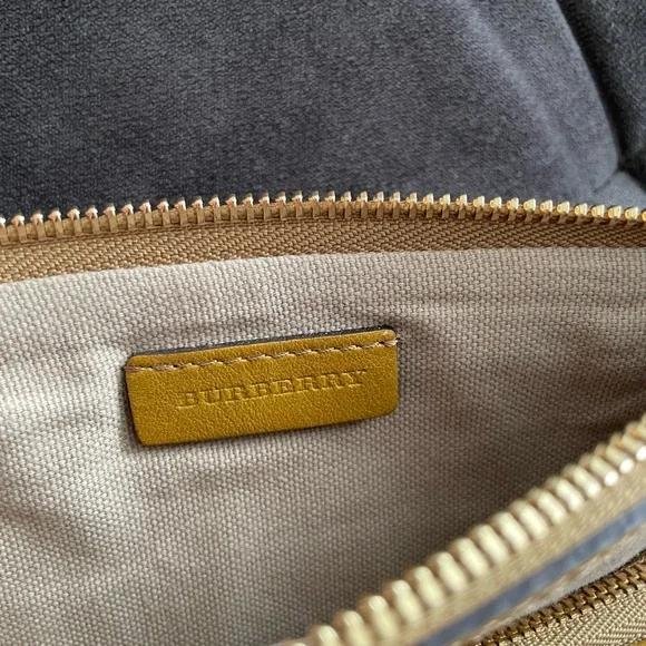 Burberry Beige and Yellow Canvas Checkered Women's Wristlet - Picture 3 of 5